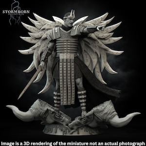 Angel Miniature Jarek Angelic General 3D Printed RPG Figure Gift for DnD Pathfinder and Tabletop Gaming Fans Stormborn Collectibles