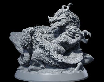 Majestic Eastern Dragon Miniature For DnD Pathfinder Fantasy RPG TTRPG Tabletop Games Resin 3D Printed Model For Collectors And Painters