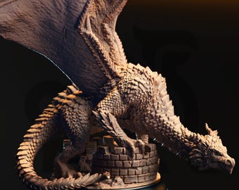 Silver Dragon Miniature 3D Printed Resin Figure DnD Pathfinder TTRPG Boss Adult Silver Dragon Dungeons and Dragons TTRPG Boss Monster