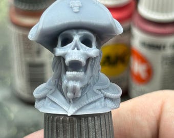 Undead Pirate Paint Bottle Topper Skeleton Captain Resin Dropper Bottle Paint Zombie Pirate Swatch Cap for Hobby Painters