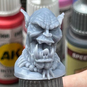 Orc Head Paint Bottle Topper Orc Bust Miniature Paint Bottle Cap Swatch Ork Dropper Bottle Paint Swatch for Miniature Painters