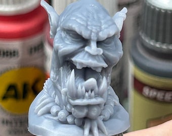 Orc Head Paint Bottle Topper Orc Bust Miniature Paint Bottle Cap Swatch Ork Dropper Bottle Paint Swatch for Miniature Painters
