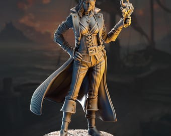 Female Rogue Gambler Swashbuckler Rogue Miniature 3D Printed Resin Heroine for DnD Pathfinder