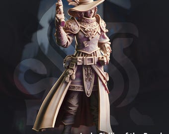 High Inquisitor Female Pirate Gunslinger Resin Miniature 3D Printed Tabletop Figure for Dungeons and Dragons RPG Gamers