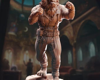Lionfolk Bouncer Miniature 3D Printed Resin DnD Tabletop Figure TTRPG Pathfinder RPG NPC Fighter Unpainted Fantasy Model Paintable