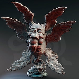 Angel of Death Miniature 3D Printed Resin Figure Winged Skull Seraph Paintable Centerpiece for DnD Death Angel Winged Skull Morius Boss