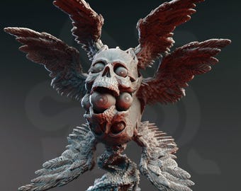 Angel of Death Miniature 3D Printed Resin Figure Winged Skull Seraph Paintable Centerpiece for DnD Death Angel Winged Skull Morius Boss