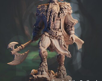 Satyr Barbarian Miniature 3D Printed Resin Goatfolk Warrior Barbarian 3D Printed Satyr Faun Barbarian TTRPG Campaigns Feral Berserker Satyr