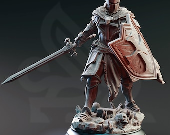 Cursed Paladin Miniature Undead Knight Guardian Resin 3D Printed Paladin Undead Warrior Miniature Leopold the Undying Undead Paladin