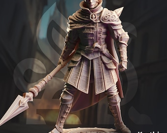 Male Warrior Miniature Spear Wielding Fighter Resin 3D Printed RPG Figure for DnD Tabletop Games Dungeon Master Gift