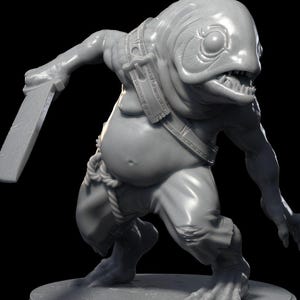 Kuo Toa Miniature For DnD Pathfinder And Tabletop Roleplaying Games Paintable Fishfolk Monster Miniature In Resin Multi Scale Options