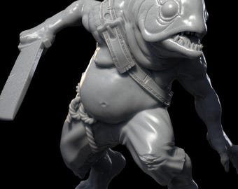 Kuo Toa Miniature For DnD Pathfinder And Tabletop Roleplaying Games Paintable Fishfolk Monster Miniature In Resin Multi Scale Options