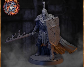 Paladin Miniature DnD Pathfinder Holy Crusader Flaming Sword Holy Knight With Shield Resin Divine Smite Warrior Veridiann The Paladin