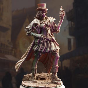 Shadow Rogue Miniature 3D Printed Resin Figure Female Aristocrat Thief Spellcaster 32mm Scale Paintable Steampunk DnD Pathfinder TTRPG