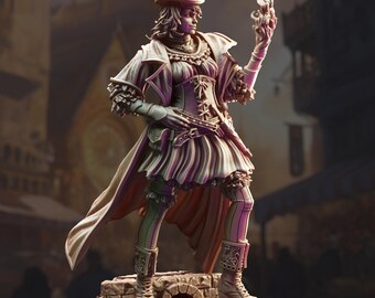 Shadow Rogue Miniature 3D Printed Resin Figure Female Aristocrat Thief Spellcaster 32mm Scale Paintable Steampunk DnD Pathfinder TTRPG