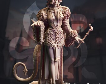 Tiefling Sorceress Miniature Resin 3D Printed Female Warlock Mage RPG Hero Figure for DnD Pathfinder TTRPG Gift Painting