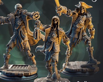 Undead Pirate Crew Undying Scallywags Skeleton Pirate Miniatures 3D Printed Resin Figures 32 mm Crew Undead Skeleton Swashbucklers Damned