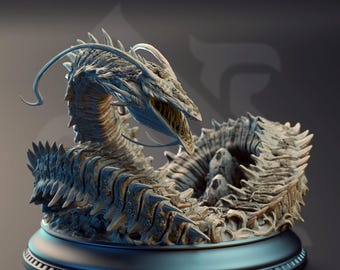 Sea Leviathan Monster Miniature Ancient Sea Serpent Miniature Ocean Wyrm 3D Printed Resin Huge DnD Pathfinder Model Large Tabletop Monster