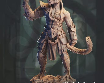 Black Dragonborn Steeljaw Fighter Miniature 3D Printed Resin TTRPG Armored Melee Champion Dragonkin Fighter Miniature Armored Swordmaster