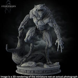 Werewolf Miniature Shadowclaw Lycanthrope For DnD Pathfinder TTRPGs 3D Printed Fantasy Figure Great Gift For Dungeon Masters And Players