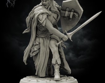 Elven Warrior Miniature For Dungeons And Dragons 3D Printed Model In Two Scales 32mm And 75mm Perfect Gift For RPG And Fantasy Fans
