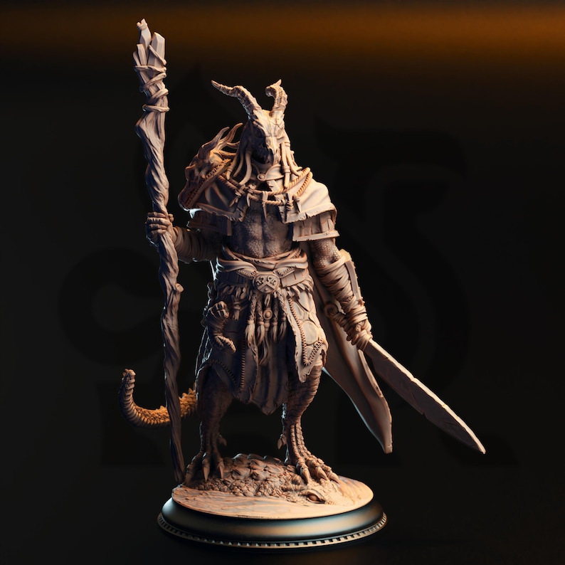 Dragon Kin Shaman Dragonborn Druid Miniature: Black Dragonkin Shaman, Dnd TTRPG Figure - Etsy