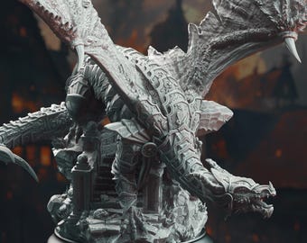 Armored Fantasy Dragon Boss Monster Dark Fantasy Dragon Enemy for Campaigns Detailed Dragon Resin 3D Printed RPG Boss Fight Dragon