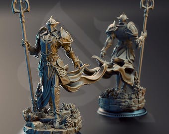 Sea Paladin Miniature Paladin Trident Knight Armored Paladin Trident Miniature 3D Printed Resin TTRPG Miniature