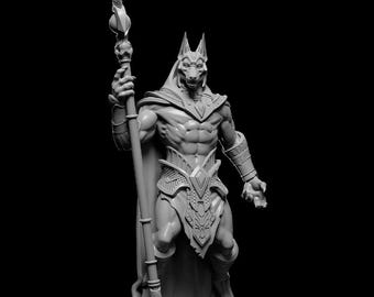 Jackal General Miniature Fantasy Warrior Boss Monster For DnD Pathfinder TTRPG 3D Printed Miniature Tabletop RPG Painting Hobby Gift