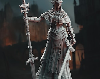 Cleric Inquisitor Miniature Female Priest TTRPG Character Devout Holy Warrior Paladin Cleric Miniature Female TTRPG Resin Inquisitor