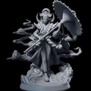 Japanese Fantasy Geisha Yana Muto Miniature for DnD Pathfinder Roleplaying Games RPG Tabletop Resin Mini for Collectors and Painters