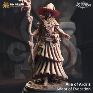 Female Witch Wizard Miniature Resin 3D Printed Mage Figure DnD Pathfinder Fantasy RPG Sorceress Character Gift for Dungeon Masters Gamers