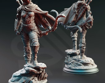 Female Elf Ranger Hellspawn Hunter Miniature Printed Resin Figure Paintable Demon Slayer Model Female Ranger Miniature Virana Demon Slayer