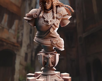 Female Veteran Fighter Bust Armoured Hero Bust for Painters Showcase Kit