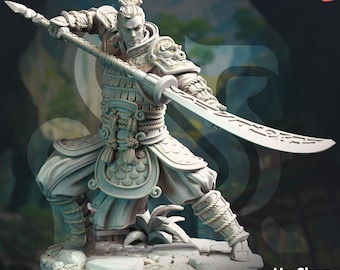 Human Commander Miniature 3D Printed Resin Eastern Warlord Figure 32mm Scale Paint Ready for Dungeons and Dragons Pathfinder RPG Hu Shen
