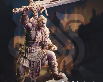 Half Orc Barbarian Miniature Sword Wielding Resin 3D Printed Orc Warrior Dungeons and Dragons Pathfinder RPG Gift for Dungeon Master Painter