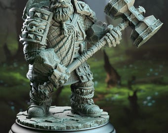 Dwarf Cleric Miniature Earth Elemental Priest Figure Fantasy Resin Mini for DnD TTRPG Games Earth Elemi Cleric Miniature Resin Figure