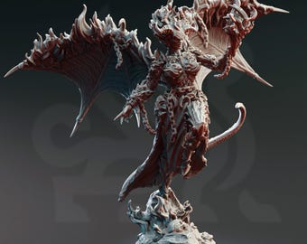 Abyssal Demon Queen Miniature 3D Printed Resin Figure Mother of the Abyss Paintable Boss Monster for DnD Pathfinder TTRPG Female Demon Boss
