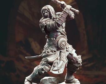 Goliath Barbarian Miniature Barbarian Knight Miniature Fighter Great Axe Miniature Figure 3D Printed DnD Mini For TTRPG Tabletop Colossal