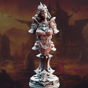 Female Knight Bust Armored Maiden Bust 3D Printed Resin Display Model Holy Warrior Bust 3D Printed Resin Knight Statue
