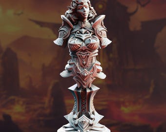 Female Knight Bust Armored Maiden Bust 3D Printed Resin Display Model Holy Warrior Bust 3D Printed Resin Knight Statue