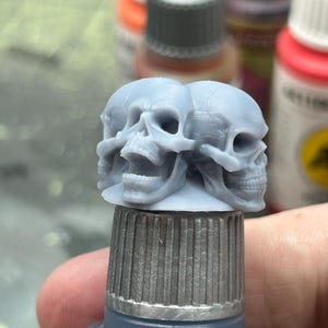 Skull Head Paint Cap for Hobby Paint Bottles Dropper Bottle Topper for Miniature Painters and Wargamers Resin 3D Printed