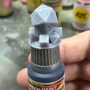 Dice Pile Paint Bottle Topper DND Dice Paint Bottle Topper Dice Cap for Dropper Bottles Dice Paint Cap Resin 3D Printed Paint Swatch Lid Top