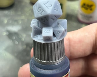 Dice Pile Paint Bottle Topper DND Dice Paint Bottle Topper Dice Cap for Dropper Bottles Dice Paint Cap Resin 3D Printed Paint Swatch Lid Top