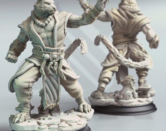 Tabaxi Tiger Monk Miniature Beastfolk Martial Artist Beastfolk Warrior Figure Miniature Raiko Eastern Martial Artist Dungeons and Dragons