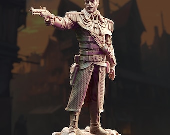 Inquisitor Miniature Mage Hunter Veteran Gunslinger DnD 3D Printed TTRPG Figure Mage Hunter Miniature Grimdark Fantasy Anti Mage Gunslinger