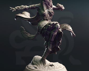 Elf Sun Dancer Miniature 3D Printed Resin Dungeons and Dragons Figure TTRPG Pathfinder RPG Unpainted Fantasy Acrobat Monk Model