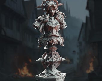 Female Paladin Bust Vengeance Paladin Bust 3D Printed Resin Display Model Johanna Saffron Resin Grimdark Collectible Figure Holy Avenger