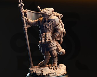 Silver Kobold Squire Miniature TTRPG NPC Kobold Helper Kobold Support Character Gift Idea For Dungeon Master Resin 3D Print