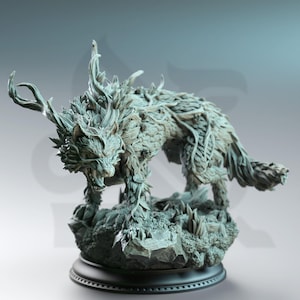 Fey Direwolf Miniature Forest Beast TTRPG Resin Model Feywild Guardian Wolf DnD Monster Figure Dire Wolf Miniature Fey Court 3D Printed Wolf